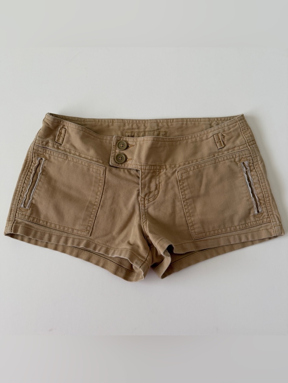 Vintage Y2K Abercrombie & Fitch Shorts Size 2 Low Rise Micro Mini Khaki Pockets